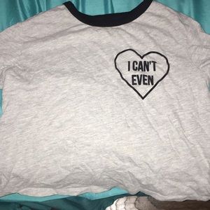 grey crop top with black seams